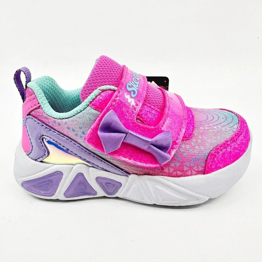 Skechers S Lights Tri Brights Lil Gleam Pink Lavender Toddlers Girls Size 6
